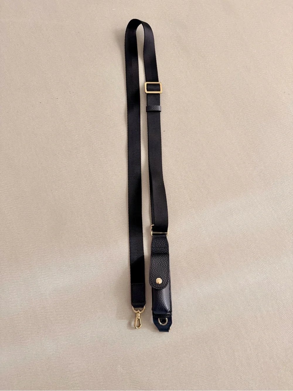 Bandolier Adjustable Black Crossbody Strap with Lipstick Pouch